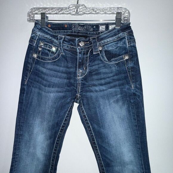 Miss Me Jeans Size 26 Bootcut Relaxed Embellished Flap Pockets Sequins Rhineston - Picture 8 of 14